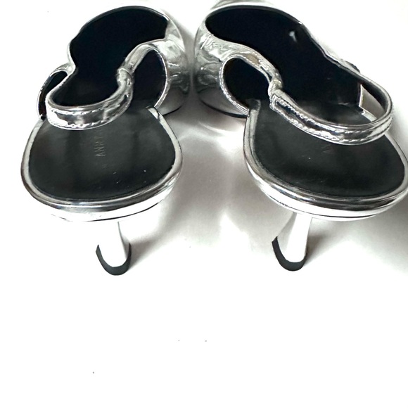 Ann Taylor Metallic Squaretoe Slingback Pump Heels 8.5M Silver Holliday Classic - Picture 8 of 11